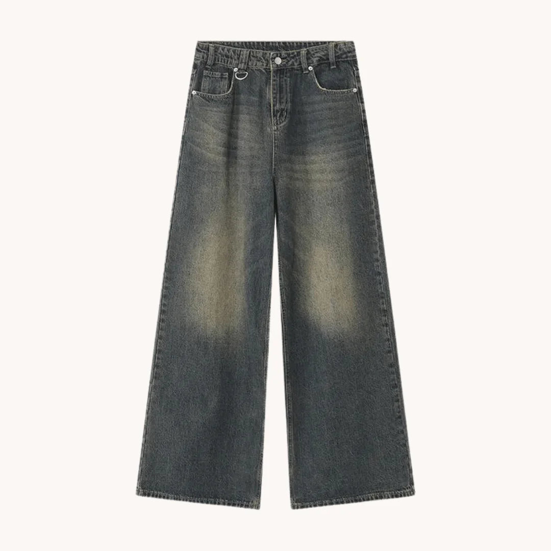 Retro Wash Wide Leg Baggy Jeans