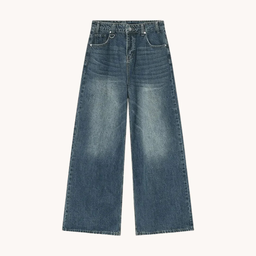 Retro Wash Wide Leg Baggy Jeans